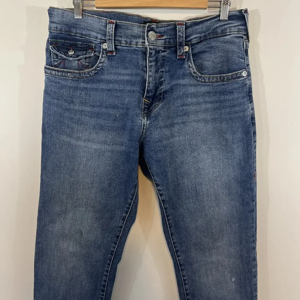 True Religion Ricky Jeans Mens 34 Medium Wash Relaxed‎ Straight Denim